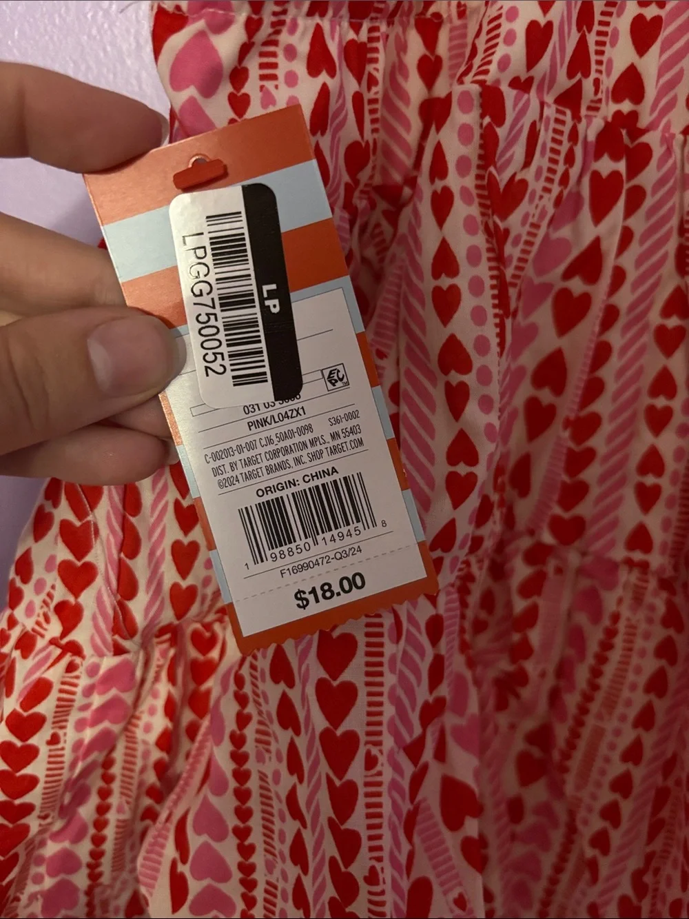 Cat & Jack Pink and Red Heart-Print Tiered Sundress